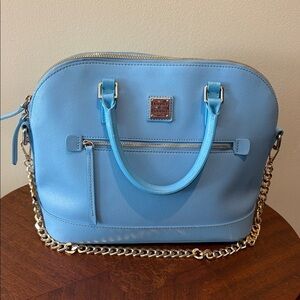 Dooney & Bourke  Satchel  shoulder bag  Saffiano light blue  front zipper pocket